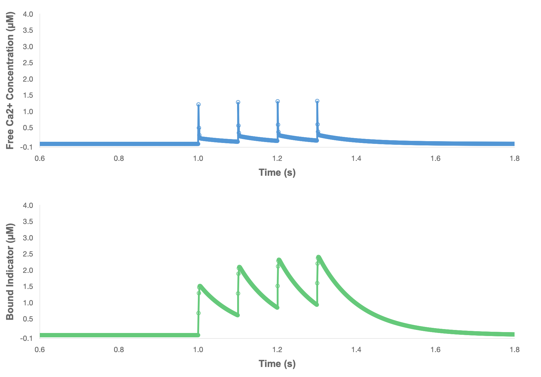 Example calcium transients from a single compartment model